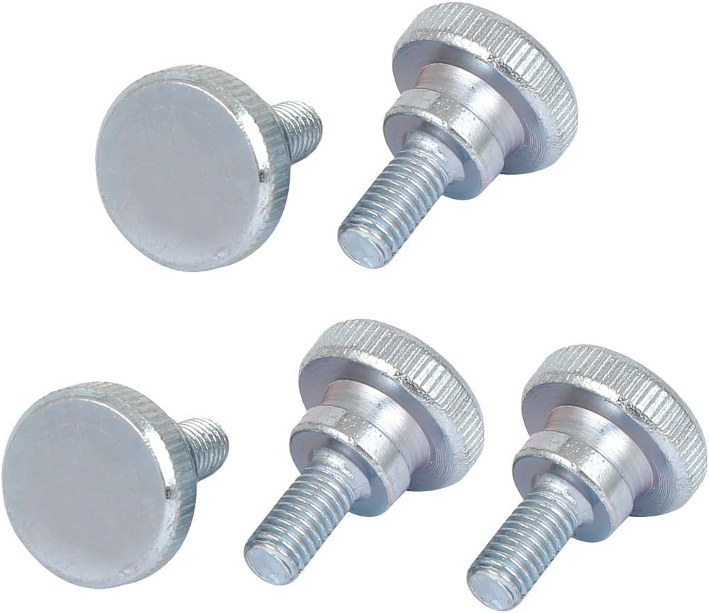 uxcell® M5x10mm Carbon Steel Step Hand Screw Flat Knurled Head Thumb Screws Bolts 5 Pcs