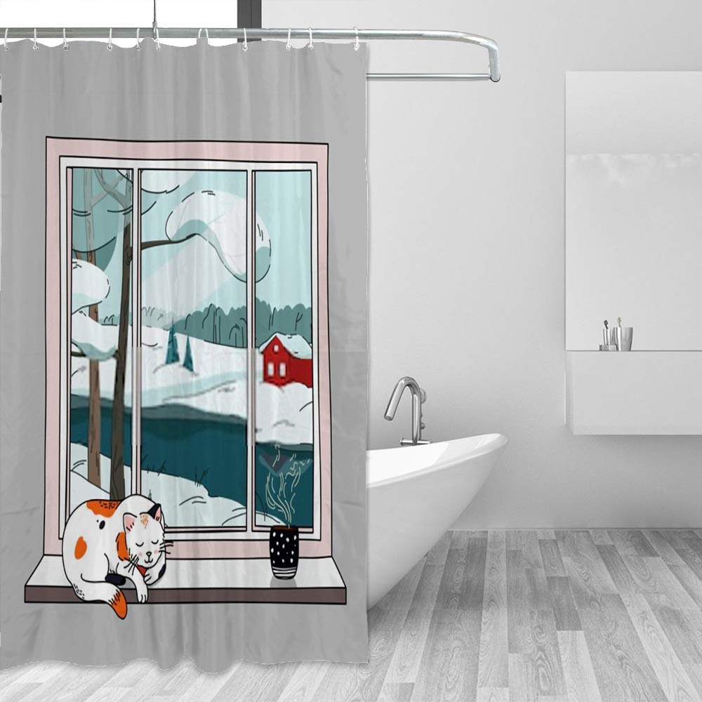 Rideau de douche imperméable en polyester Motif 2 168x183cm pour la salle de bain