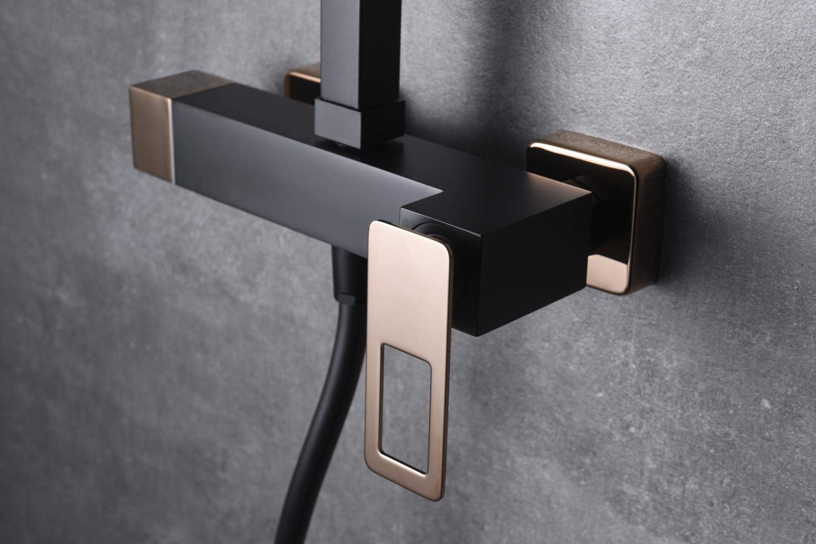 Barra ducha extensible con mango de ducha cuadrado Imex Suecia Negro Oro Rosa BDC032-NOR