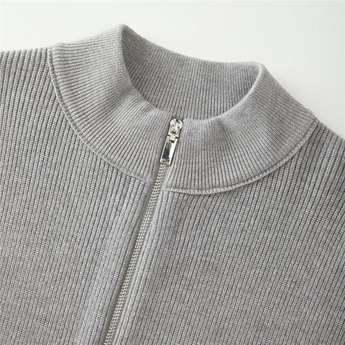 DGHM-JLMY Men's Double Zipper Knit Cardigan Winter Warm High Necked Knitted Cardigans Long Sleeved Sweater Coat3