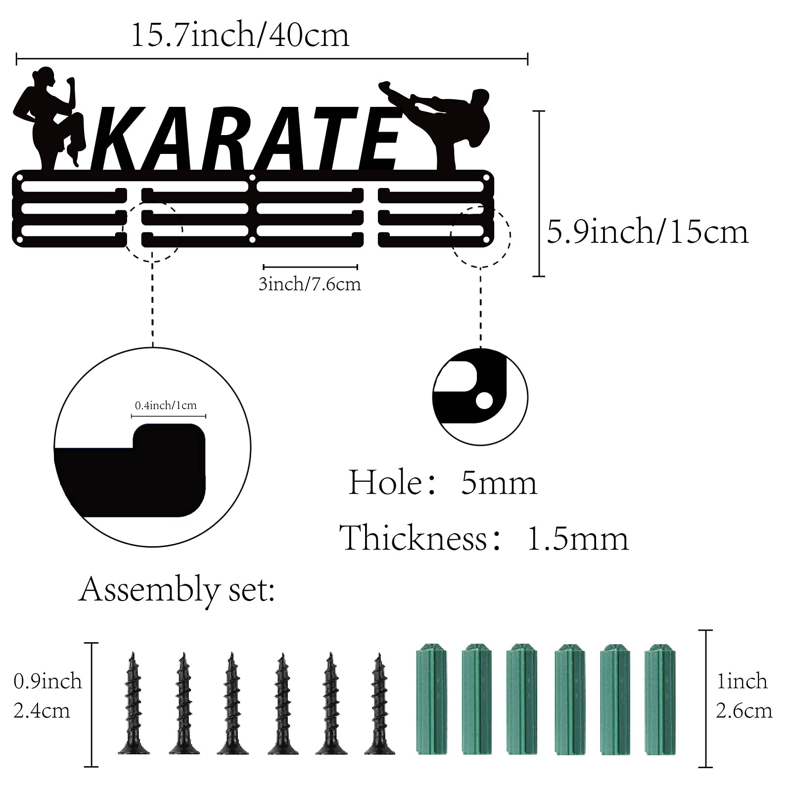 CREATCABIN Karate Image Atleta Medalla Titular Medallas Soporte de Exhibición Montaje En Pared Colgador Decoración Porta Medallas para Corredores Hogar Almacenamiento Gimnasia Más de 60 medallas