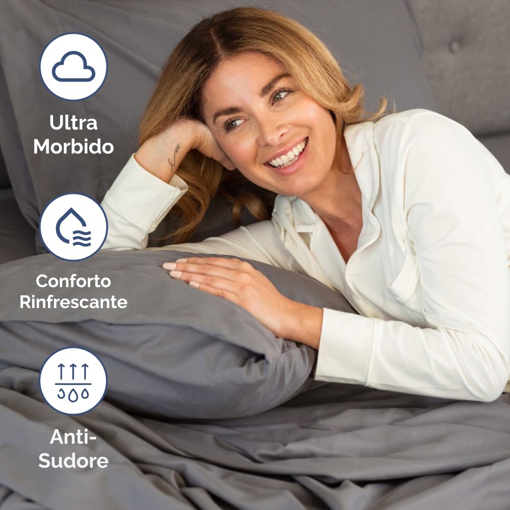 Set lenzuola singolo 4 pezzi – lenzuolo con angoli 90x190cm, lenzuolo piano 170x240 cm e 2 federe 50x80cm – adatto a materassi fino a 35 cm – morbida microfibra di poliestere, OEKO-TEX, Grigio scuro