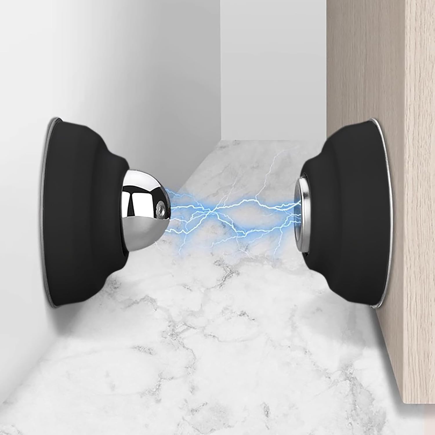 Magnetic Door Stopper, Black, Metal, 5.5cm Height, Chrome Finish, Wall Mount, 1 Pack-image-49