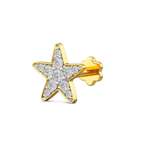 18k (750) Yellow Gold and Diamond Nose Pin