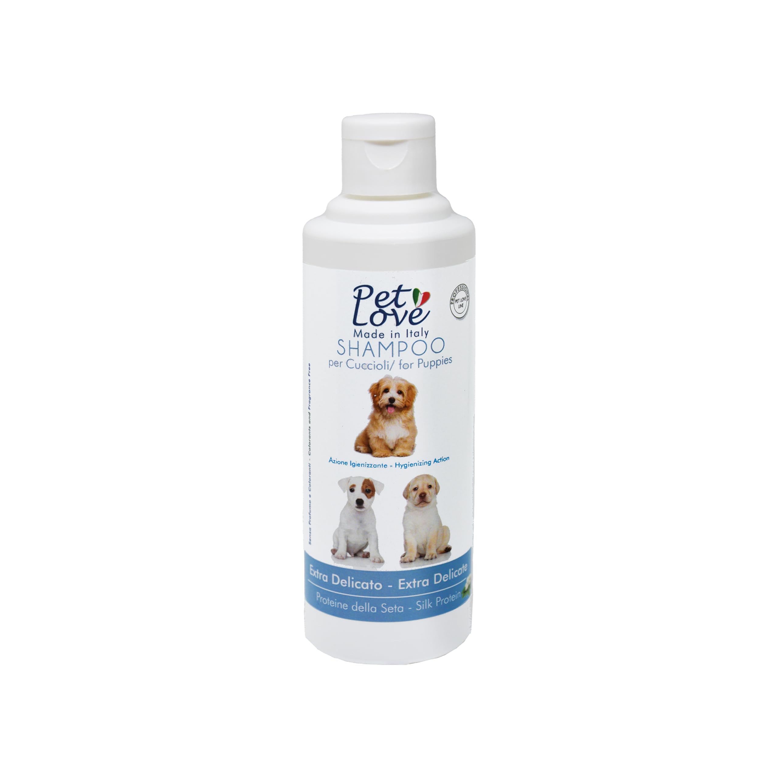 Pet Love | Shampoo Extra-Delicato per Cuccioli Cani e Gatti – Azione Detergente e Igienizzante – Senza Profumo e Coloranti - 250 ml