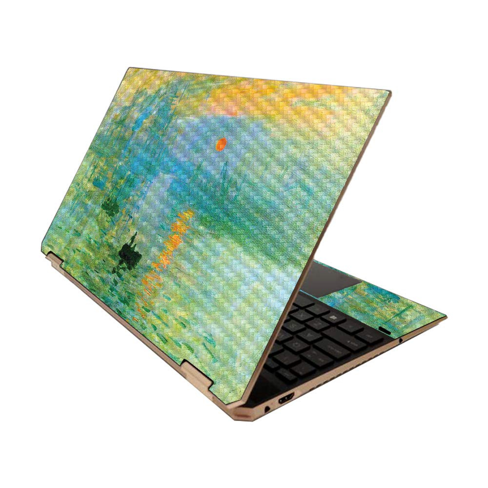 MightySkins Carbon Fiber Skin for HP Spectre x360 15" (2020) - Impression Sunrise | Protective, Durable Textured Carbon Fiber Finish | Easy to Apply | Made in The USA
