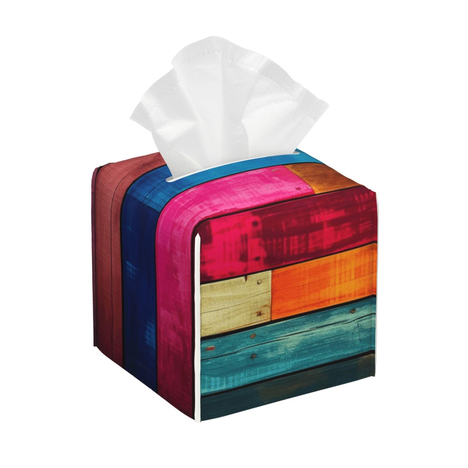 Colorful Wood Tissue Box Cover Square Cube Boxes