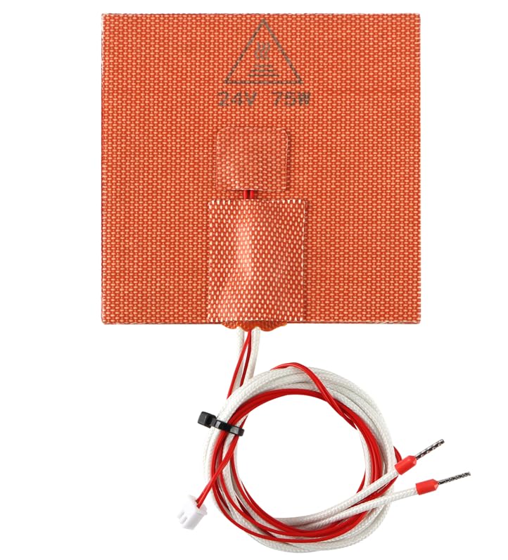 FYSETC 3D Printer Voron0.1 Silicone Heater Pad - 24V 75W Heating Mat 100x100mm - Heated Bed with NTC 100K Thermistor: Built-in Bimetal Thermostat Easy Install for Vorn 0 0.1 Hot Aluminum Build Plate