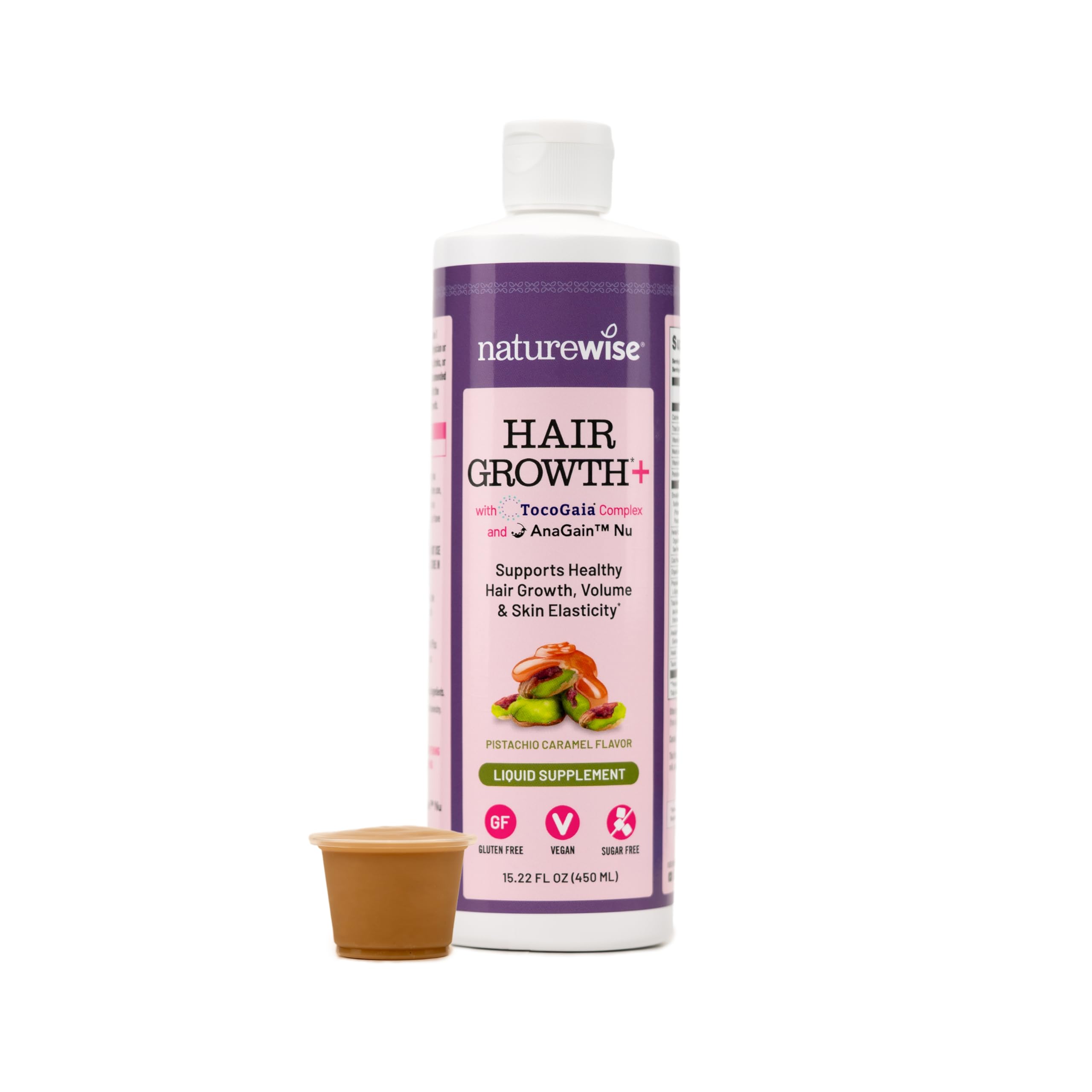 NatureWise Hair Growth Plus - Hair Growth Supplements Women & Men - With Clinically Tested AnaGain Nu + No Biotin - Sugar Free & Vegan - Pistachio