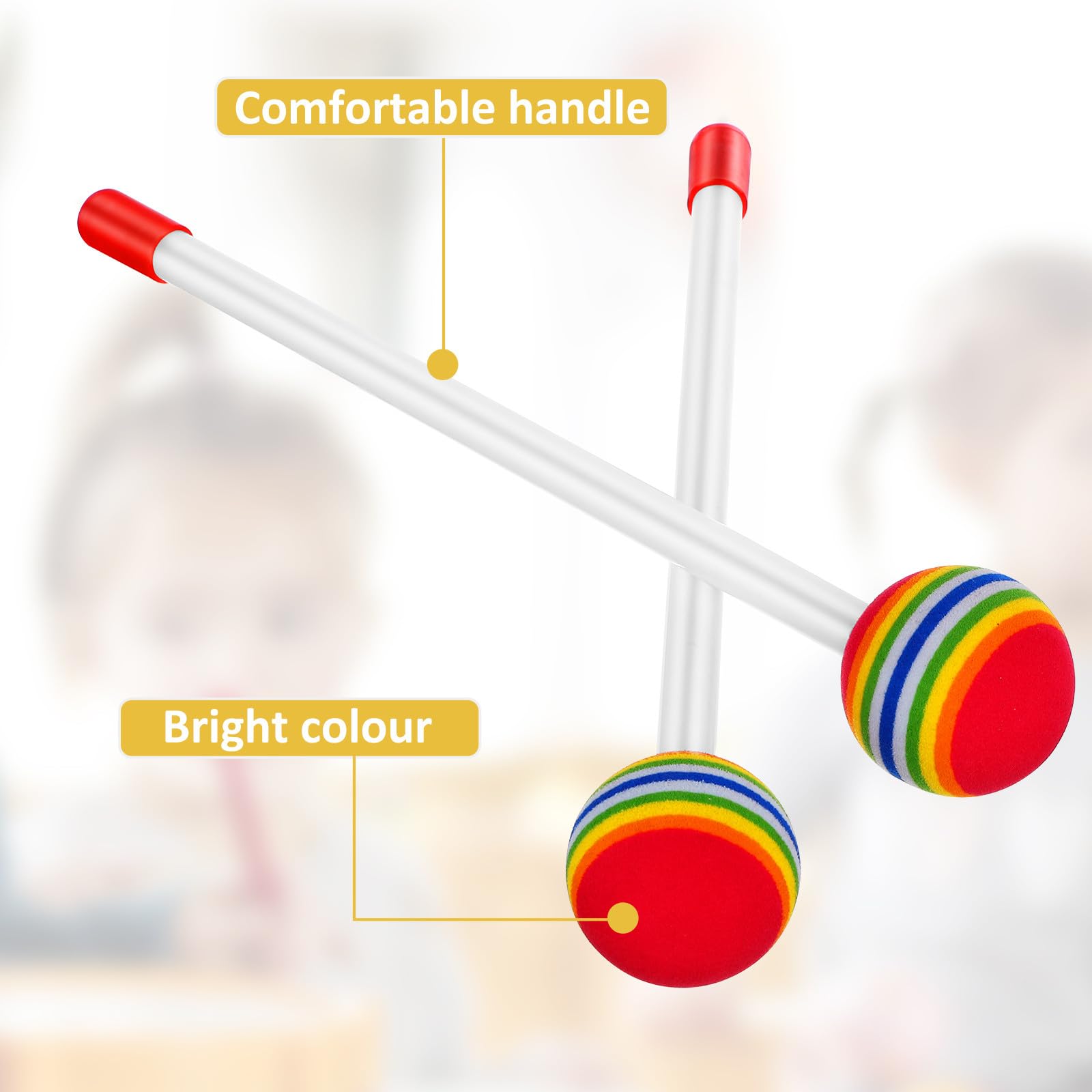 Tamburo Giocattolo per Bambini con Bacchette in Legno Strumento Musicale Educativo per Indoor e Outdoor