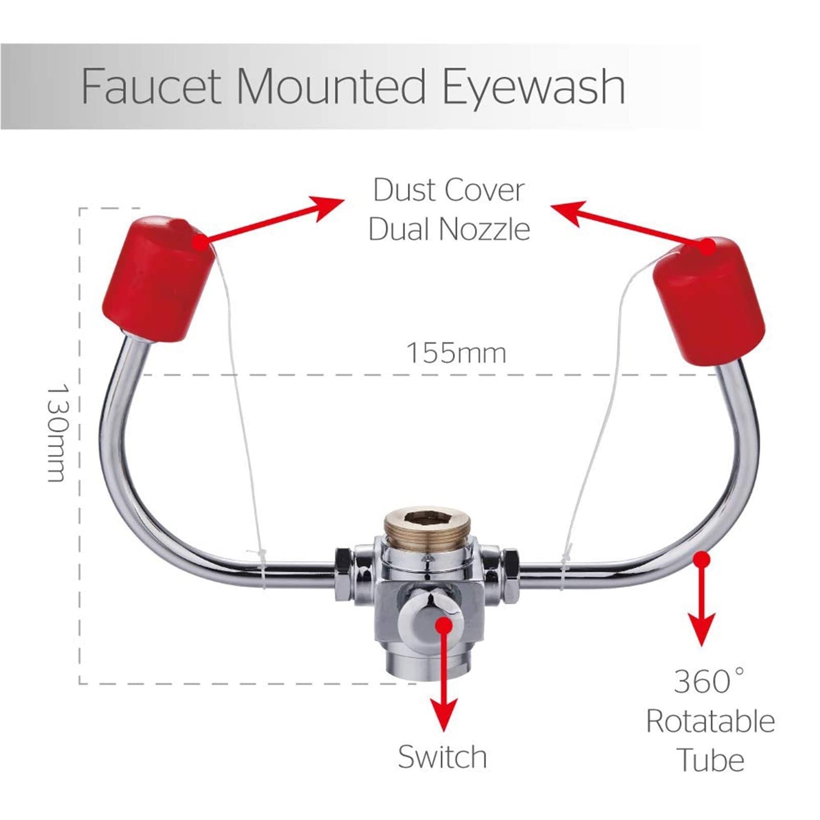 Lavaojos de emergencia conectado al lavabo, lavaojos montado en grifo, ducha lavaojos de flujo continuo for duchas de seguridad industriales y de laboratorio