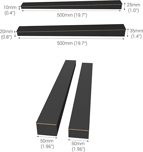 Miniatura 4 de Paquete de 20 paneles de rayas de pared de madera con listones acústicos (HDF), ancho de la tira de 2 pulgadas, decoración de pared, paneles