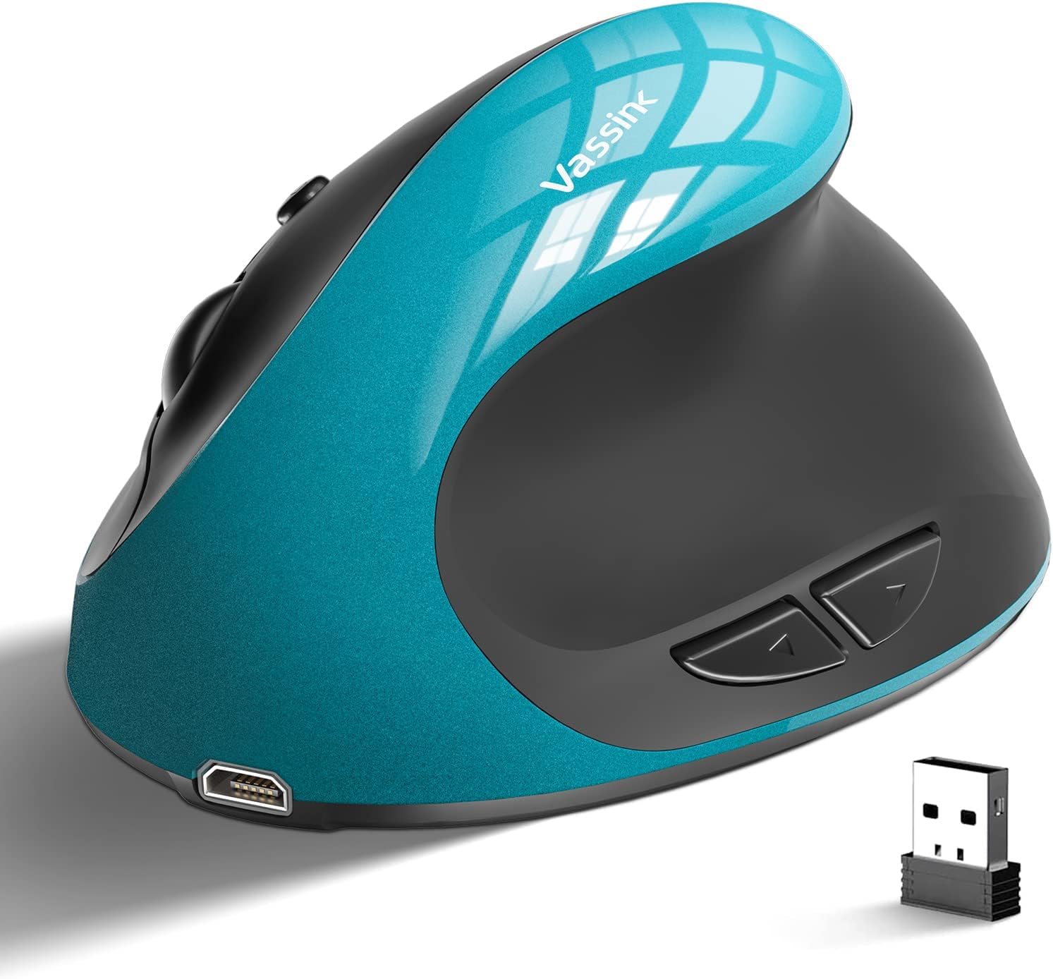 Vassink Ergonomic Mouse, Rechargeable Wireless Mouse Right Handed Small Mouse with 6 Buttons for Laptop,Desktop,PC, MacBook?Blue?