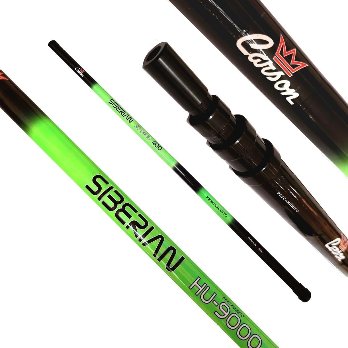 Pescasubito.com Guadino 4Mt Telescopico Completo di Testa e Rete Pesca Bolognese Trota Lago Palo