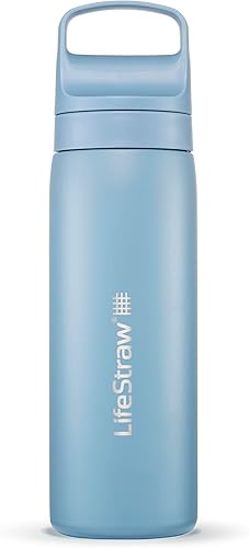 Miniatura 1 de LifeStraw Go Series - Botella de filtro de agua de acero inoxidable de 18 onzas sin BPA aislada al vacío de doble pared para viajes y uso diario