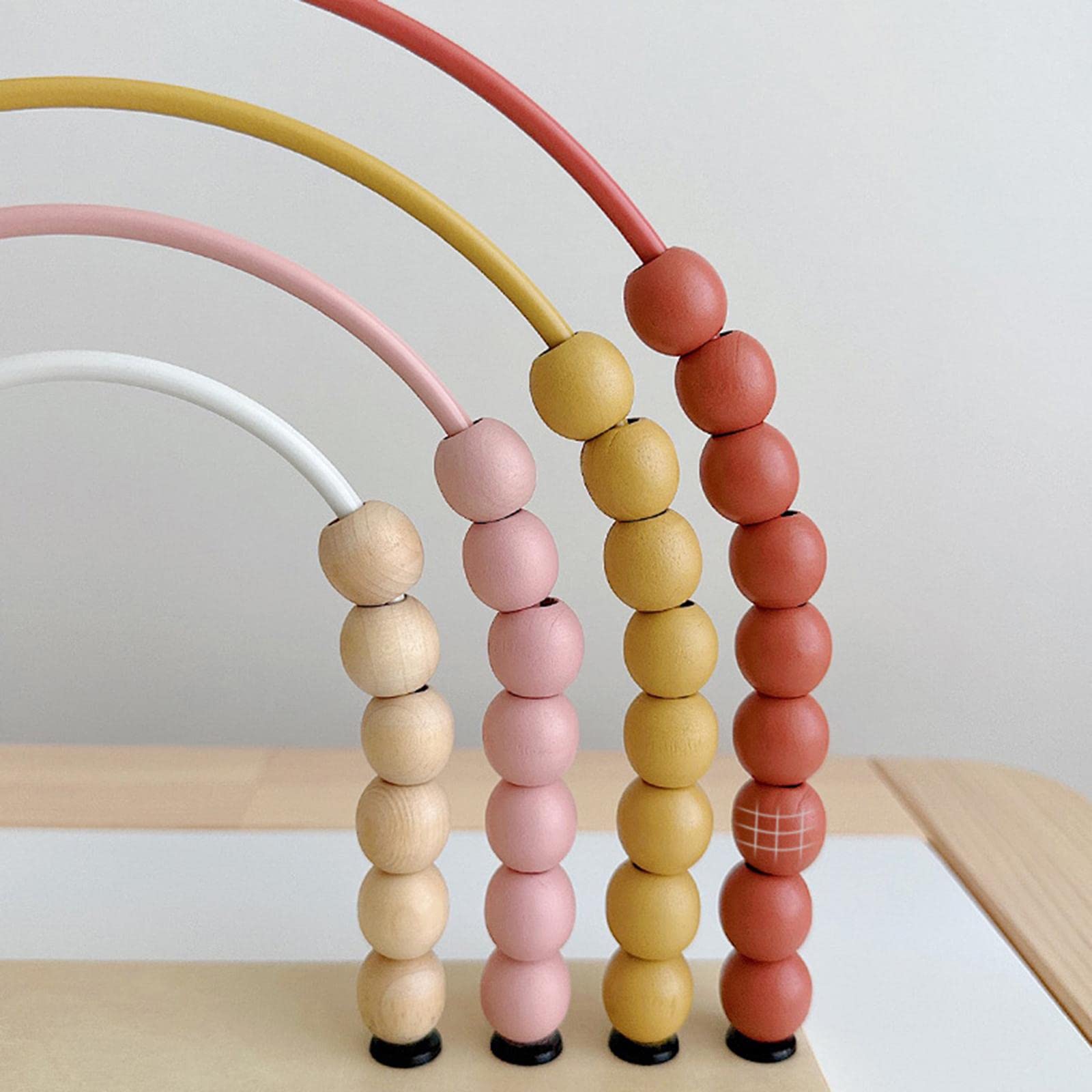 Abacus Rechenrahmen aus Holz mit Farbigen Zählperlen für Mathematische Übungen für Kinder Lernspiele Pädagogik Wohnraum, ROSA