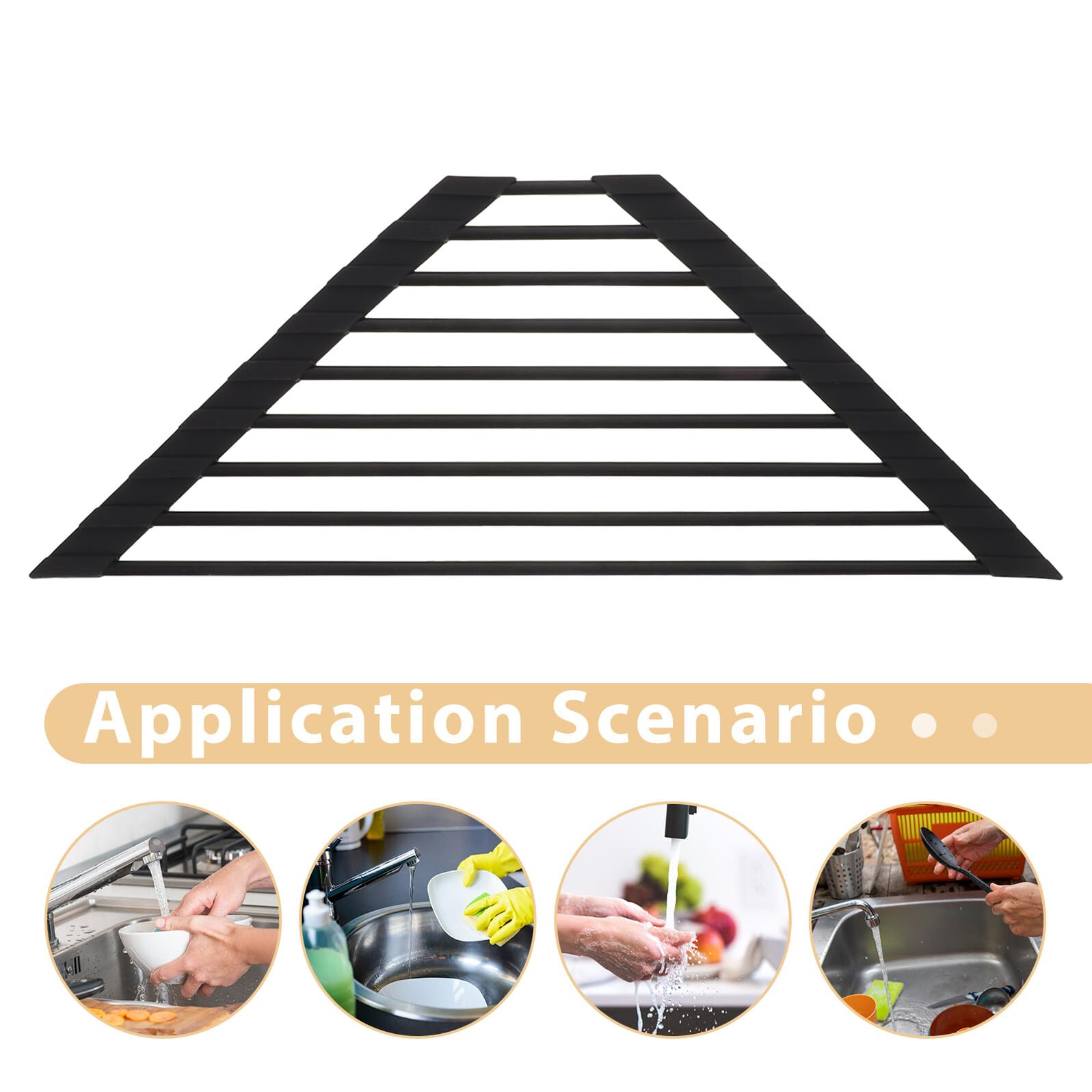 Escurridor triangular de acero inoxidable para fregadero, escurridor de platos con silencio de drenaje rápido, diseño que ahorra espacio para encimeras limitadas, ideal para cocina