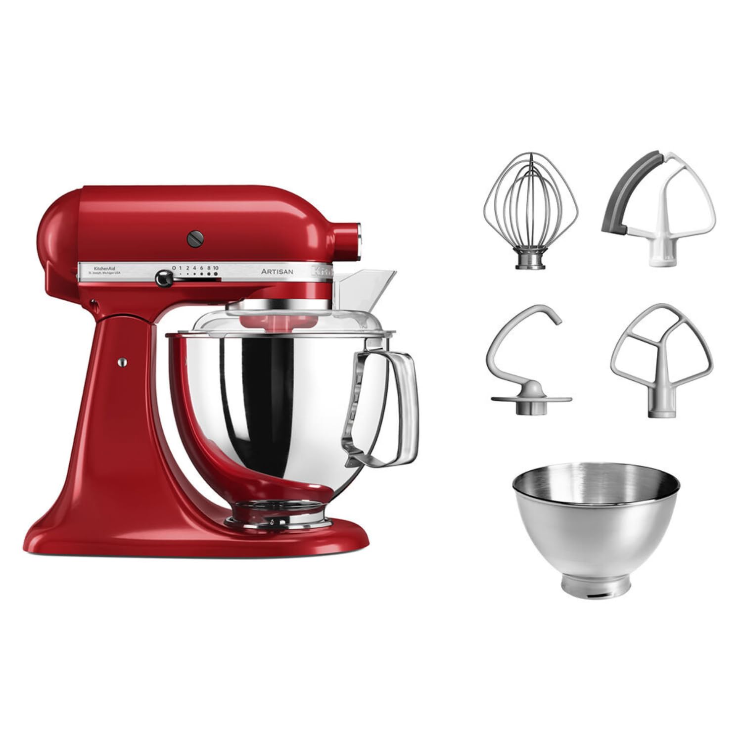 KitchenAid Robot Kuchenny, Metal, Czerwony/Biały, Pojemność: 4,8 Litra