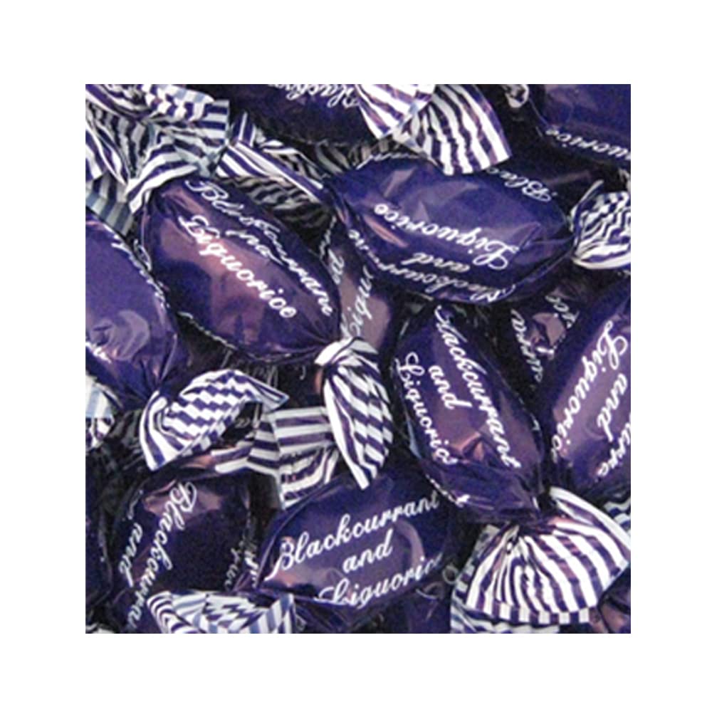 Premium Wrapped Hard Boiled Candy Sweets 1kg Bag - Great for Parties (Blackcurrant & Liquorice)