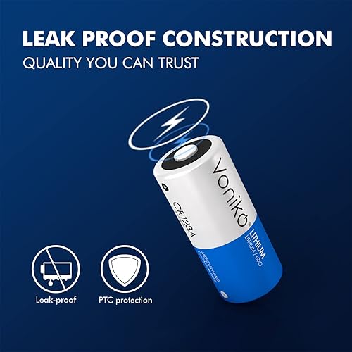 Voniko CR123A Lithium Batteries (6-Pack) – Photo Non-Rechargeable Lithium Battery –3 Volt 123 Battery Lithium 10 Years Shelf Life(6 Count (Pack of 1))