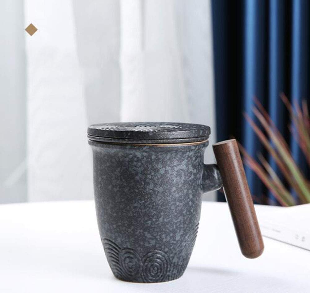 Maya Star Tea Cup with Lid and Ceramic Water Filter, Ceramic Filtered Tea Separation Cup, Office Cup Drinking Tea Cup #014