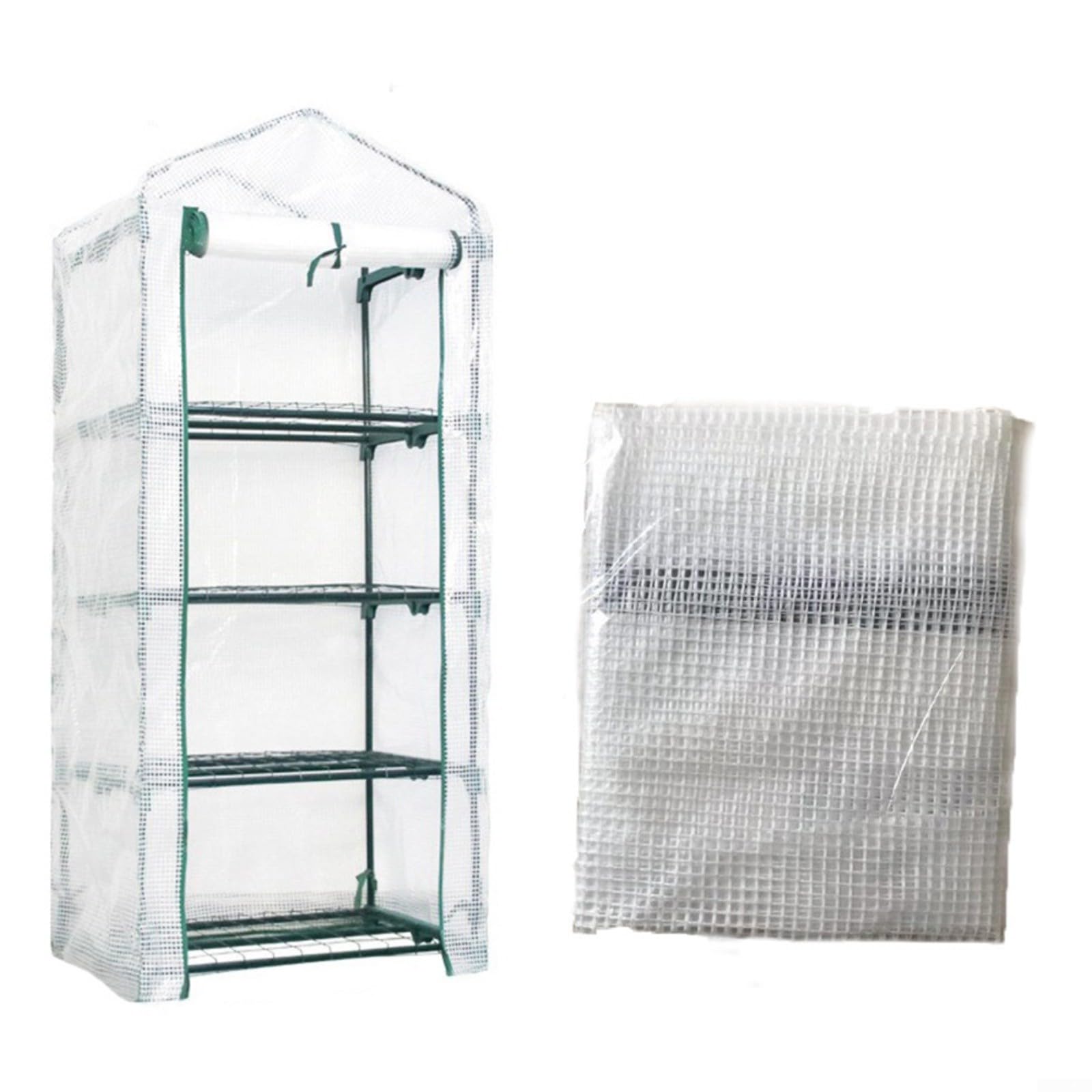 Cubierta de repuesto para invernadero de 4 niveles, invernadero interior, 69 x 49 x 158 cm, protector de plantas de PVC transparente para jardín, balcón, terraza (blanco)