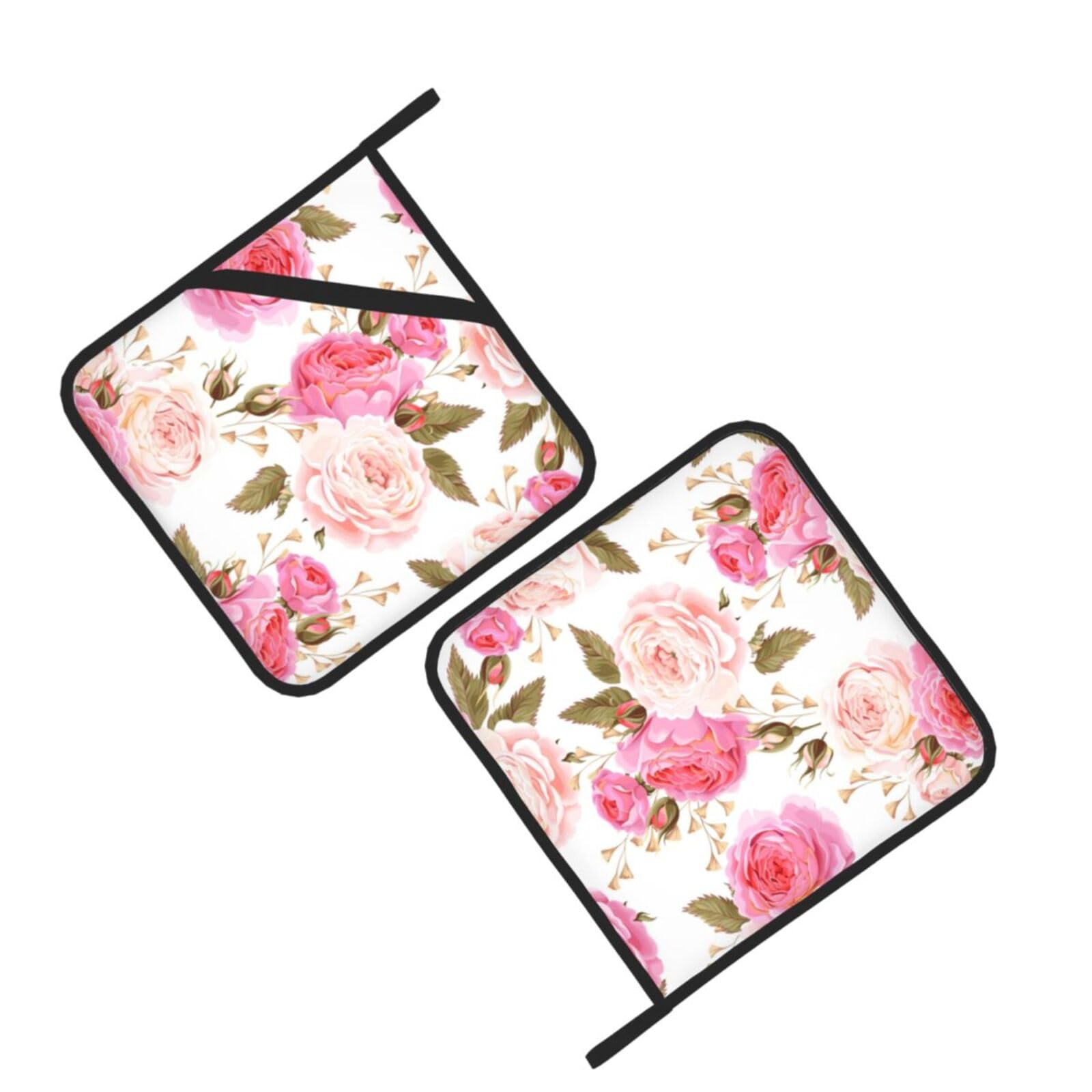rose flower Printed Oven Pot Holders Set of 2 Pcs Heat Resistant Kitchen Microwave Potholders for Cooking Baking Grilling