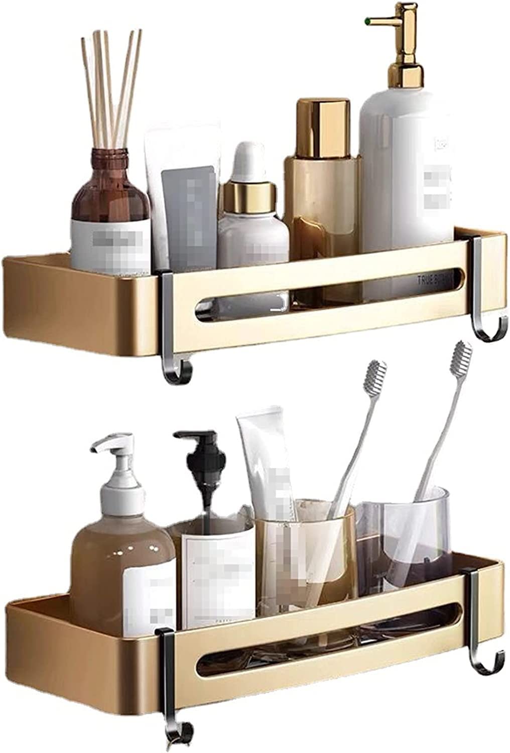 ROFRA Corner Shower Caddy Bathroom Shelves Wall Mounted Storage Organizer with Hooks Drilling Rustproof Shower Racks for Dorm