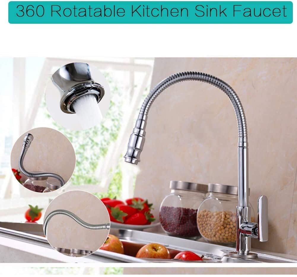Grifo giratorio 360 para fregadero de cocina, Solo Agua Fría, cuello Flexible, lavandería, jardín, usuarios al aire libre, montaje en Polla/cubierta, luna llena