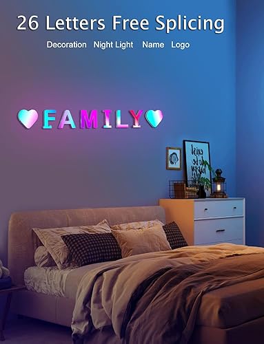 Miniatura 5 de Letras con luces RGB para decoración de bricolaje, letras del alfabeto, modo de escenas LED, letras iluminadas para bodas, fiestas de cumpleaños,