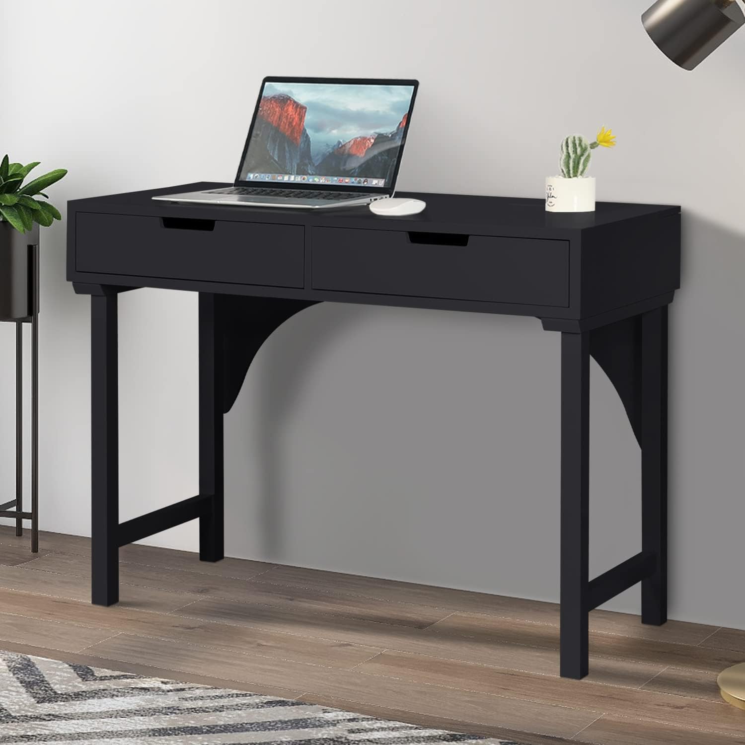 Buy LTMEUTY Black Writing Table with Drawers Modern Home Office Study