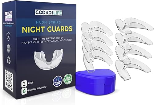 Coordi Life Hush Strips - Protectores nocturnos para apretar, moler, protector bucal moldeable personalizado para un mejor sueño, boquilla