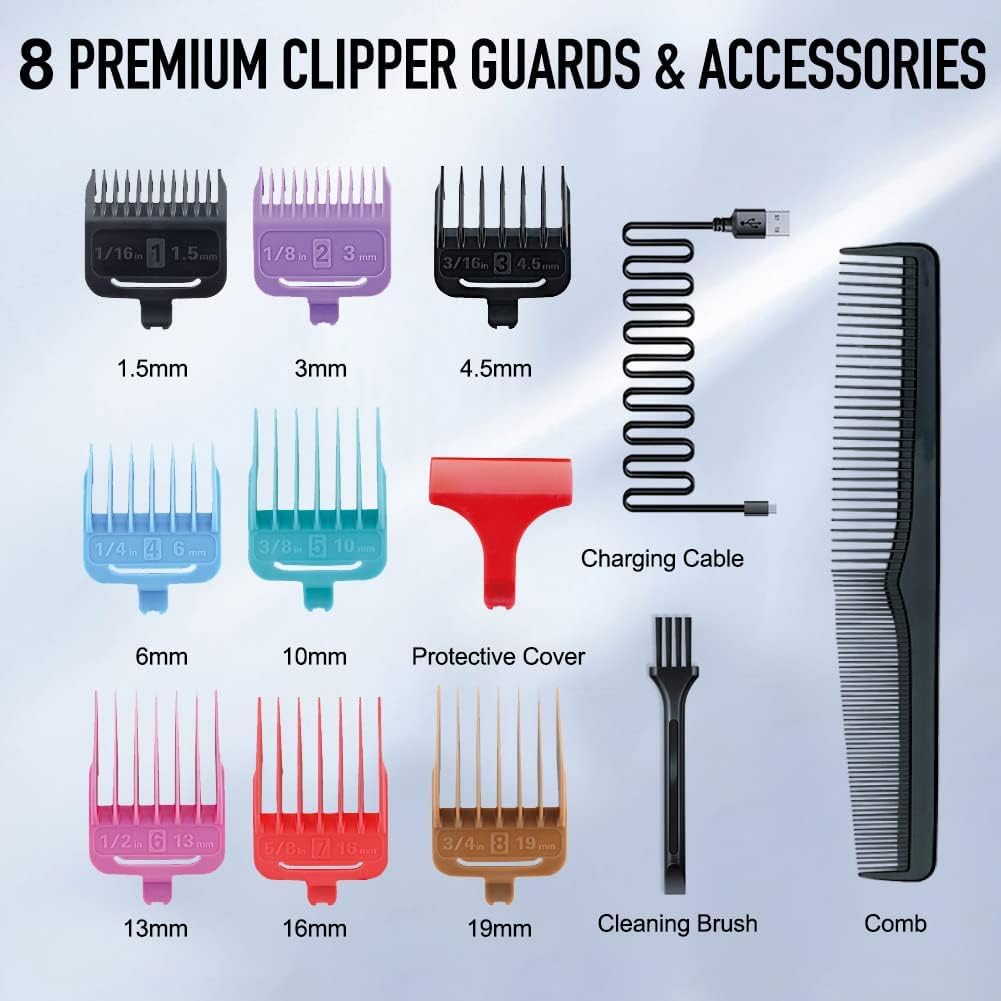 Hatteker Professional Hair Clipper for Men Hair Trimmer Rechargeable Cordless Electric Shaver Hair Trimmer Gromming Kit LED Display - Image 4