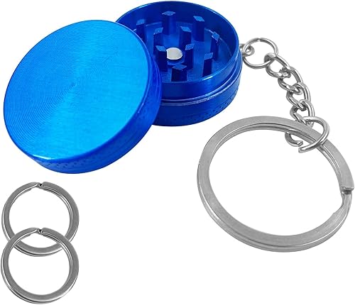 yacool Mini Metal Spice Grinder 1.18 inch, with 25mm Diameter Metal Key Chain Rings*2, Cute Key Chain for Men and Women