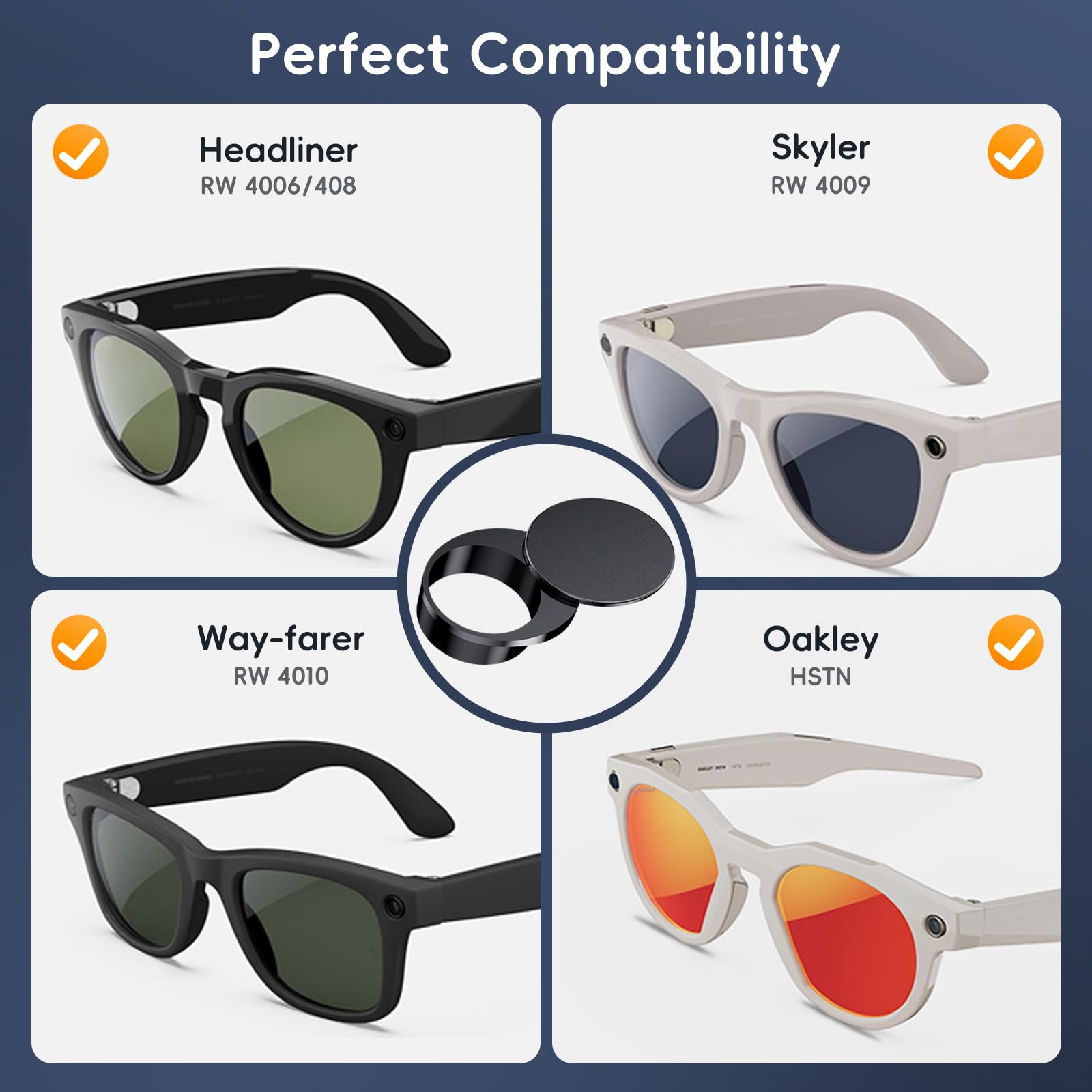 2 Pcs 180°Rotating Privacy LED Light Blocking Cover for Ray-Ban Meta Wayfarer/Skyler/Headliner (Gen 2) & Oakley Meta HSTN Smart Glasses Accessories Light Cover, Reusable Blackout Webcam Covers — view 8