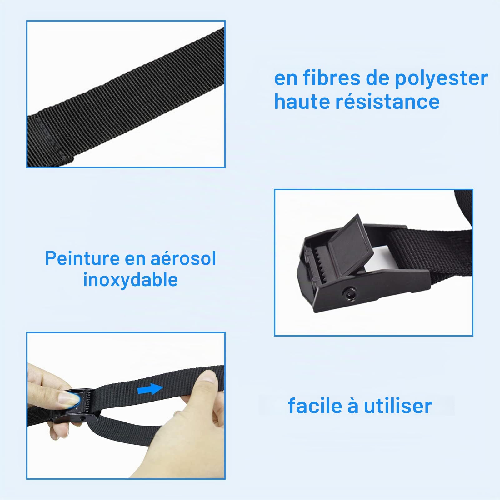 RIO Direct Lot de 10 Sangles d'arrimage Courtes de 50 cm pour Porte-vélos, avec Boucle de Serrage, Petites Sangles d'arrimage, pour vélo, Diable, Moto, Bagages