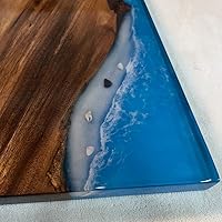 Vista 167 de Mesa de epoxi transparente, mesa de sofá con forma cuadrada, mesa auxiliar de resina de madera, mesa de centro de madera con borde natural para sala