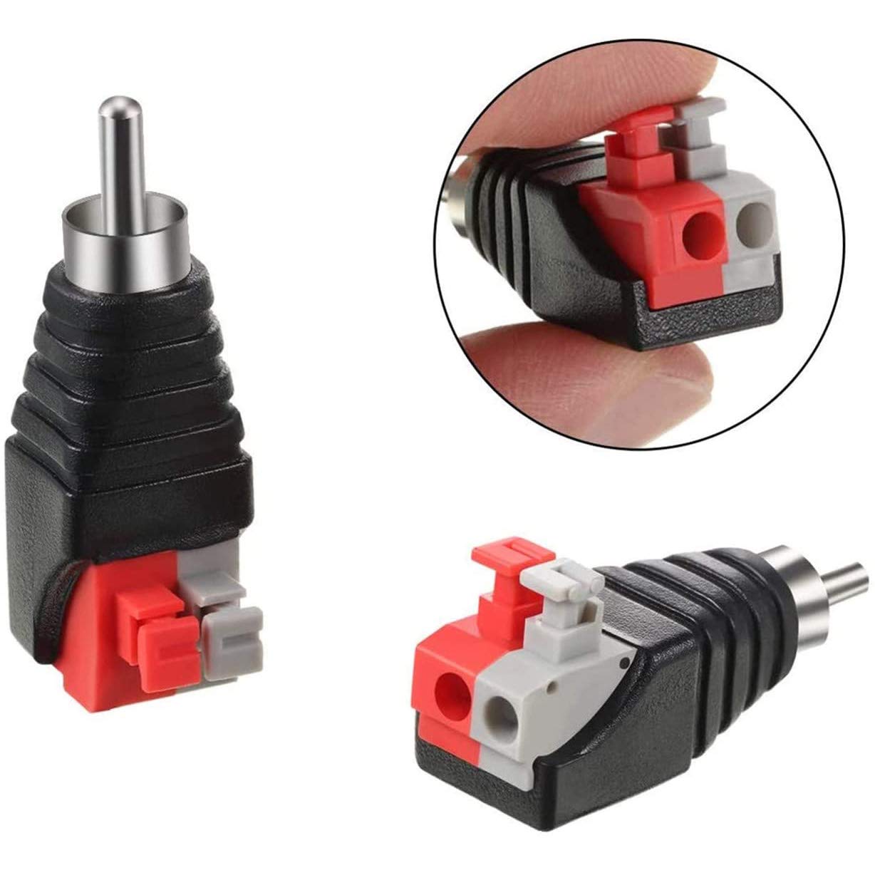 Greluma 6 Piezas Adaptador de Cable RCA a Altavoz, Altavoz de Subgraves, Phono RCA Macho a AV, 2 Terminales de Tornillo, Vídeo, Audio, Resorte, Tipo de Presión, Balun para CCTV — view 2