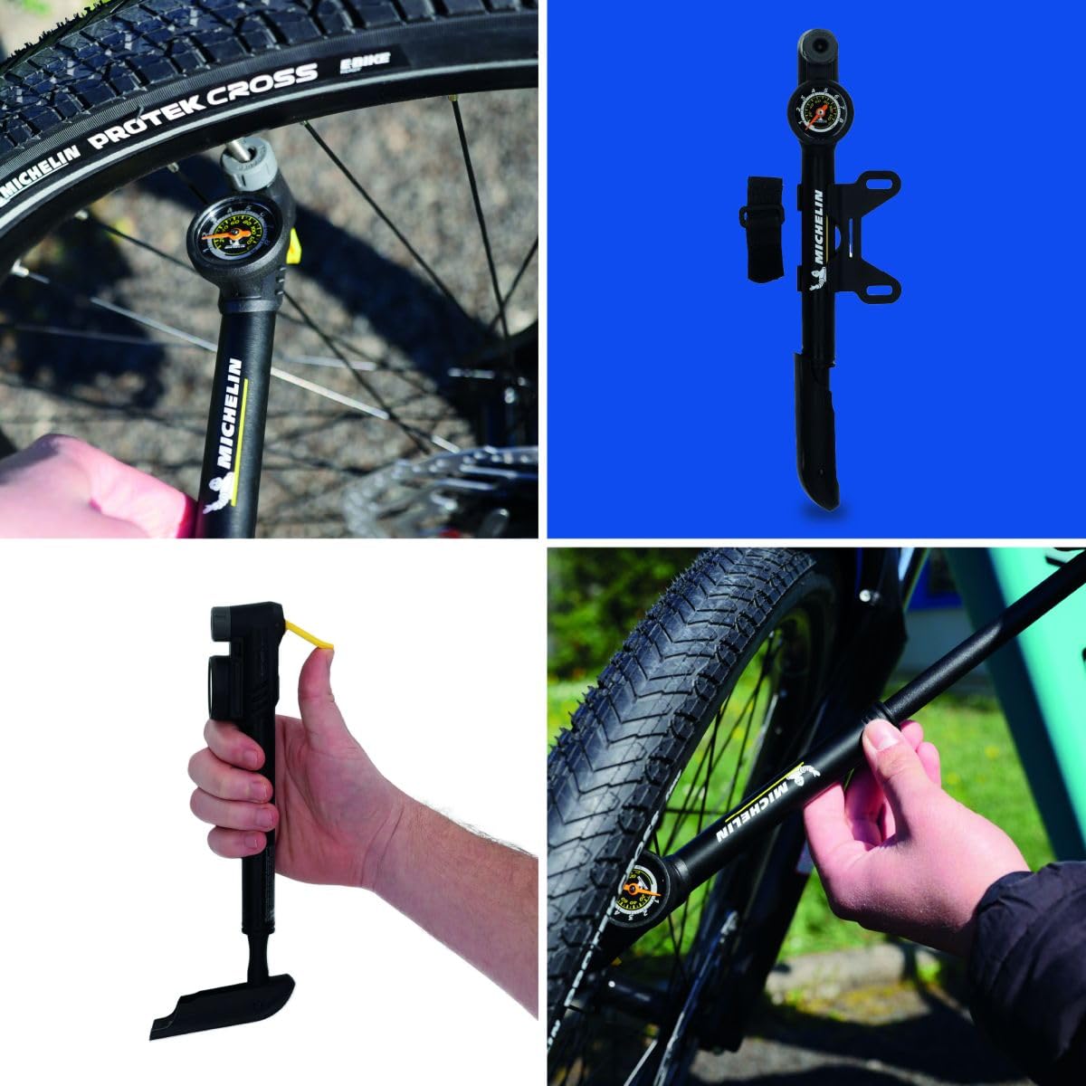 Mini Pompe Vélo Michelin Clever Valve AIR Tech Pro Avec Manomètre - Jusqu'à 8 Bars