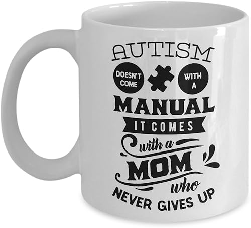 Autismo Mom Taza, ASD, cinta autista, productos de sensibilidad, 11 o 15 oz. Regalo de conciencia de autismo para familias, día de la madre,