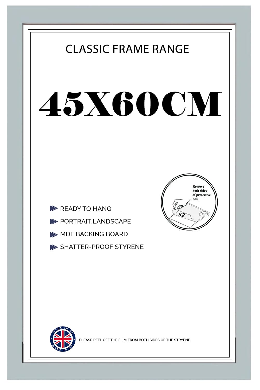 Modern Wide Poster Frame 45x60cm MDF HD Clear Front Jigsaw Puzzle Portrait or Landscape Grey โ image 1
