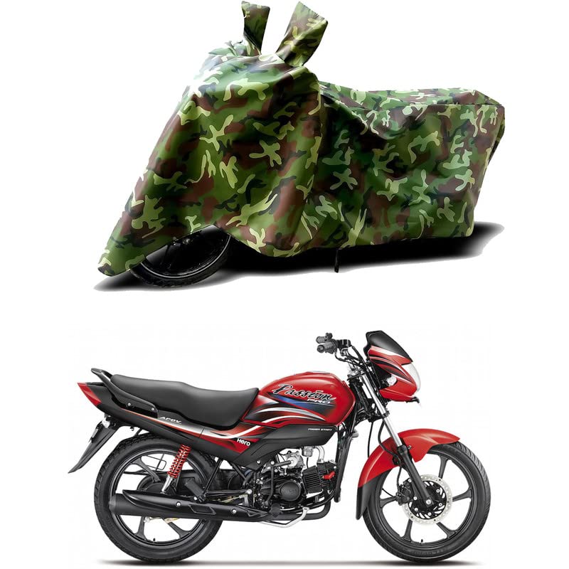 Image of 100% Water Resistant Full Bike Scooty Two Wheeler Body Cover Compatible for Hero Passion Pro /UV-Rays /Heat Protection /Birds Dropping /Scratchproof /Dust Proof /Waterproof /All Varient[Green MJ]
