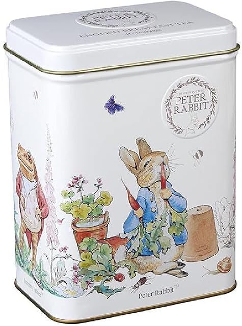 New English Teas Beatrix Potter Peter Rabbit Tin with teabags BP12, English Breakfast Tea, 40 count