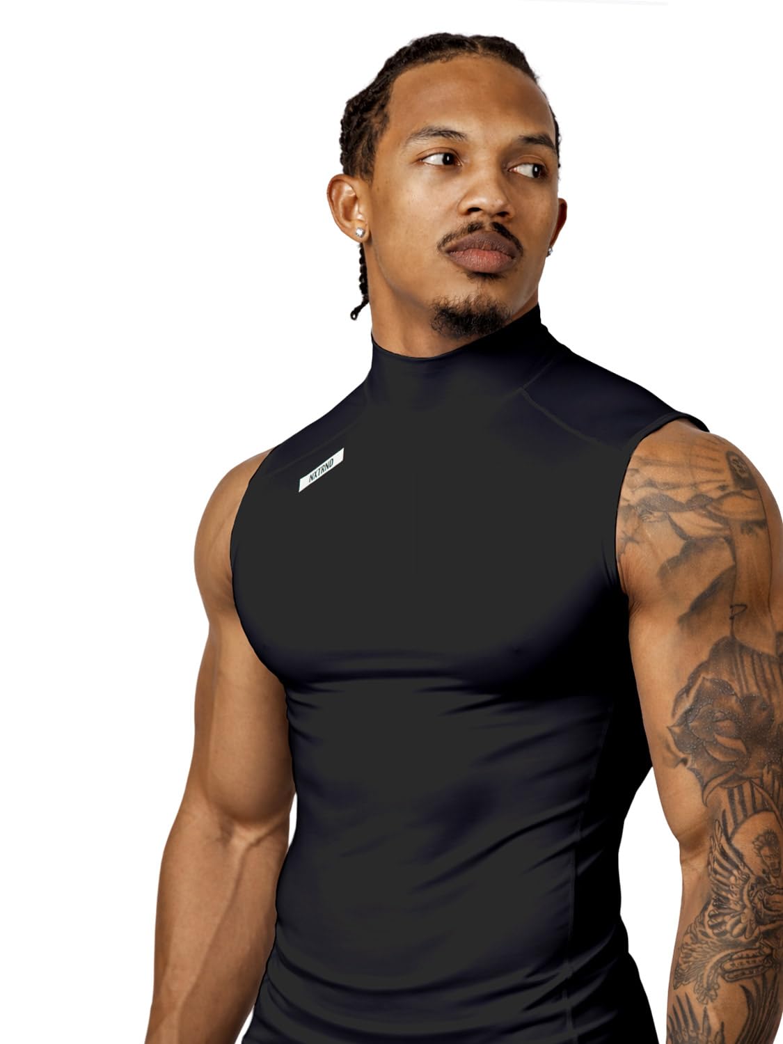 Nxtrnd Core Herren Mock Neck Kompressionsshirt Ärmellos T-Shirt Sportbekleidung für Fußball