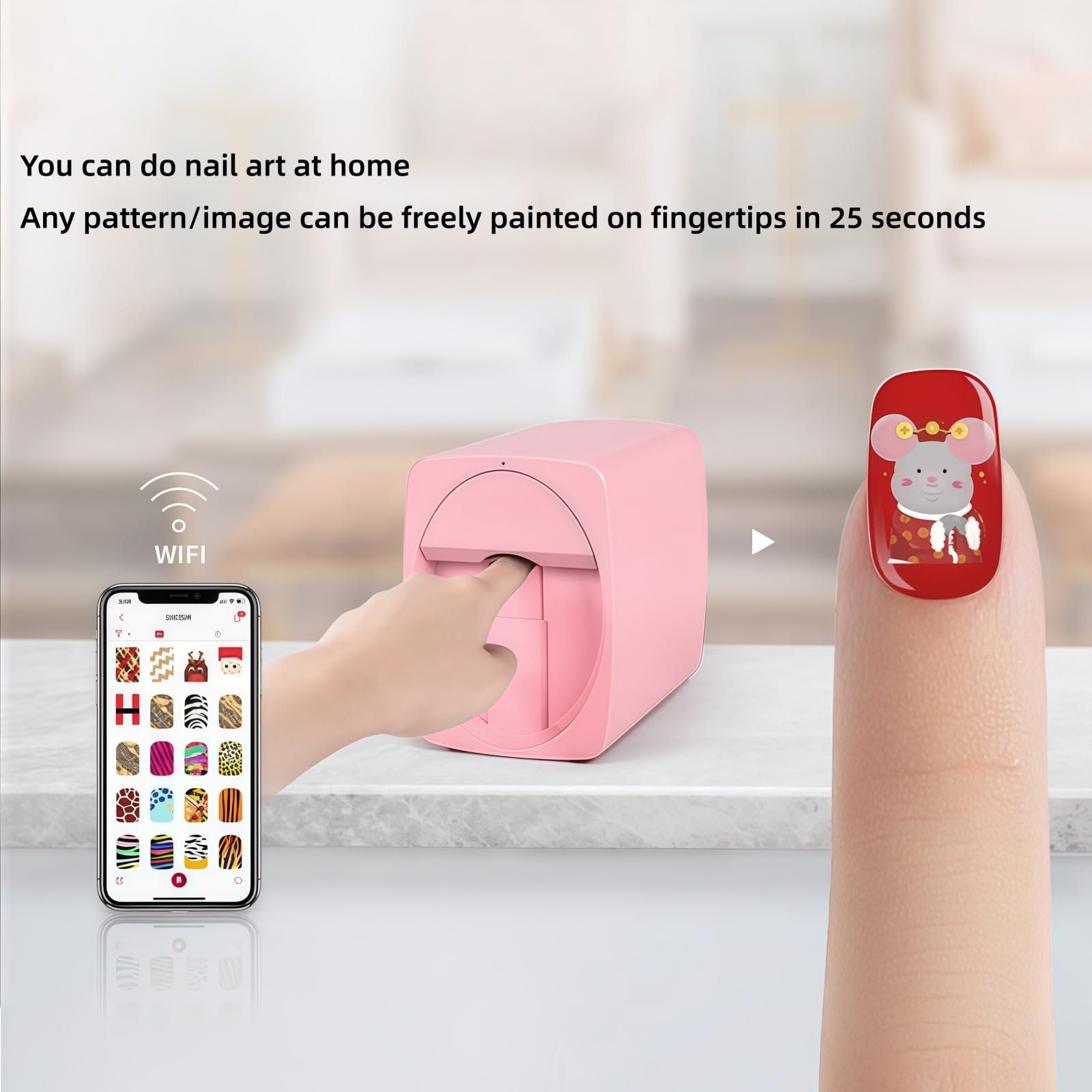 Stampante Digitale 3D Intelligente per Nail Art, Macchina Professionale Portatile per La Stampa di Nail Art con Custodia in Metallo, Stampa Rapida in 30 Secondi, Stampante Mobile per Unghie per
