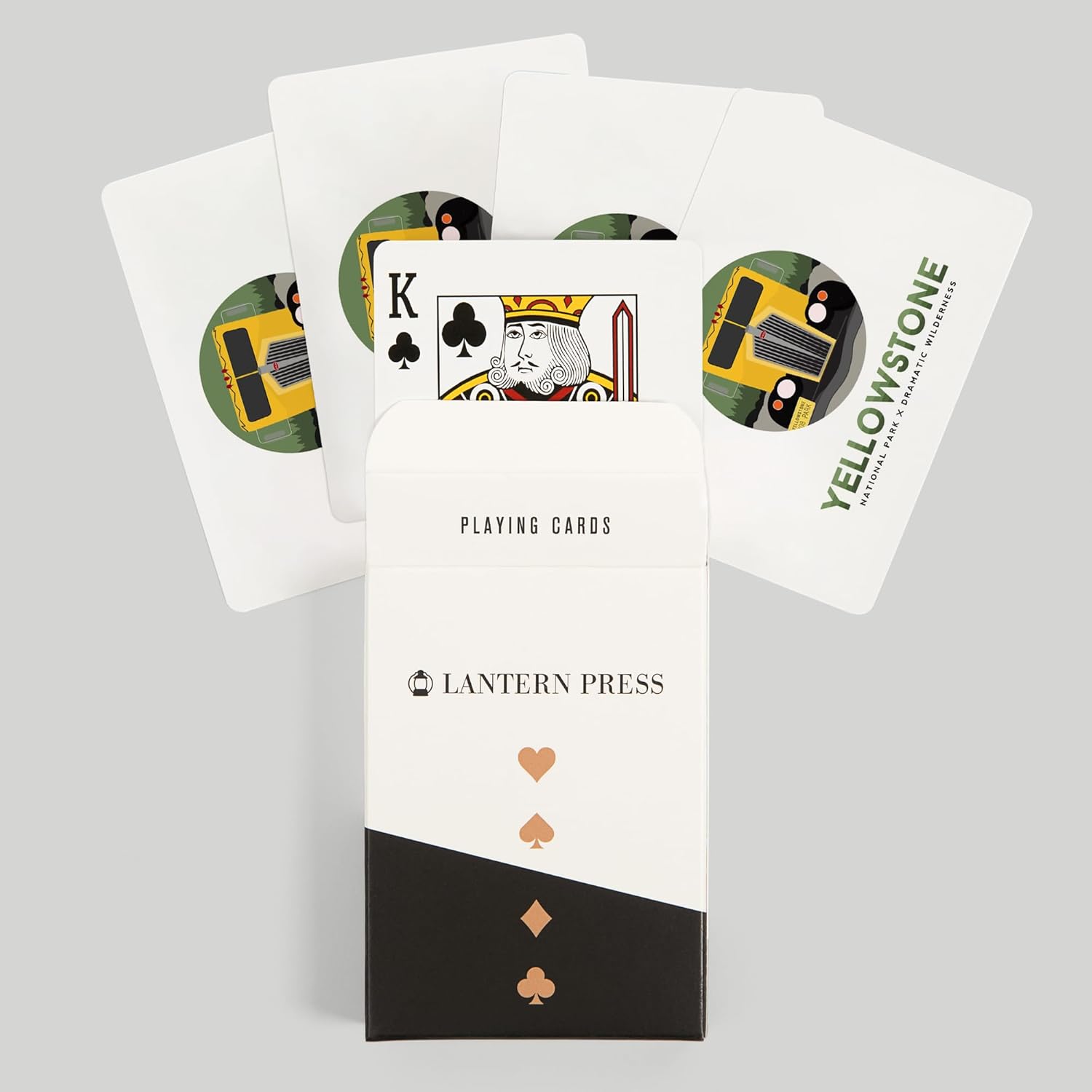Lantern Press Yellowstone National Park, Yellow Bus Circle, 52 Playing Cards for Adults, Poker Size Card Deck