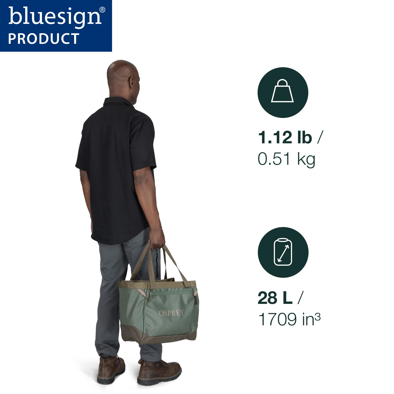 Osprey Unisex Transporter Gear Tote 28 wytrzymała torba do przenoszenia wyposażenia, Niebieski płomień.