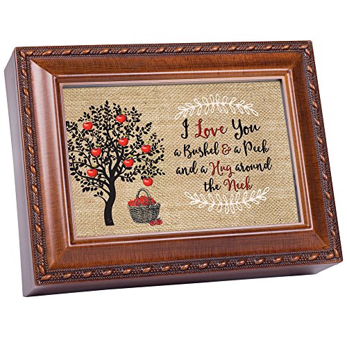 Cottage Garden Love You A Bushel and A Peck Woodgrain Keepsake Music Box Plays You Light Up My Life