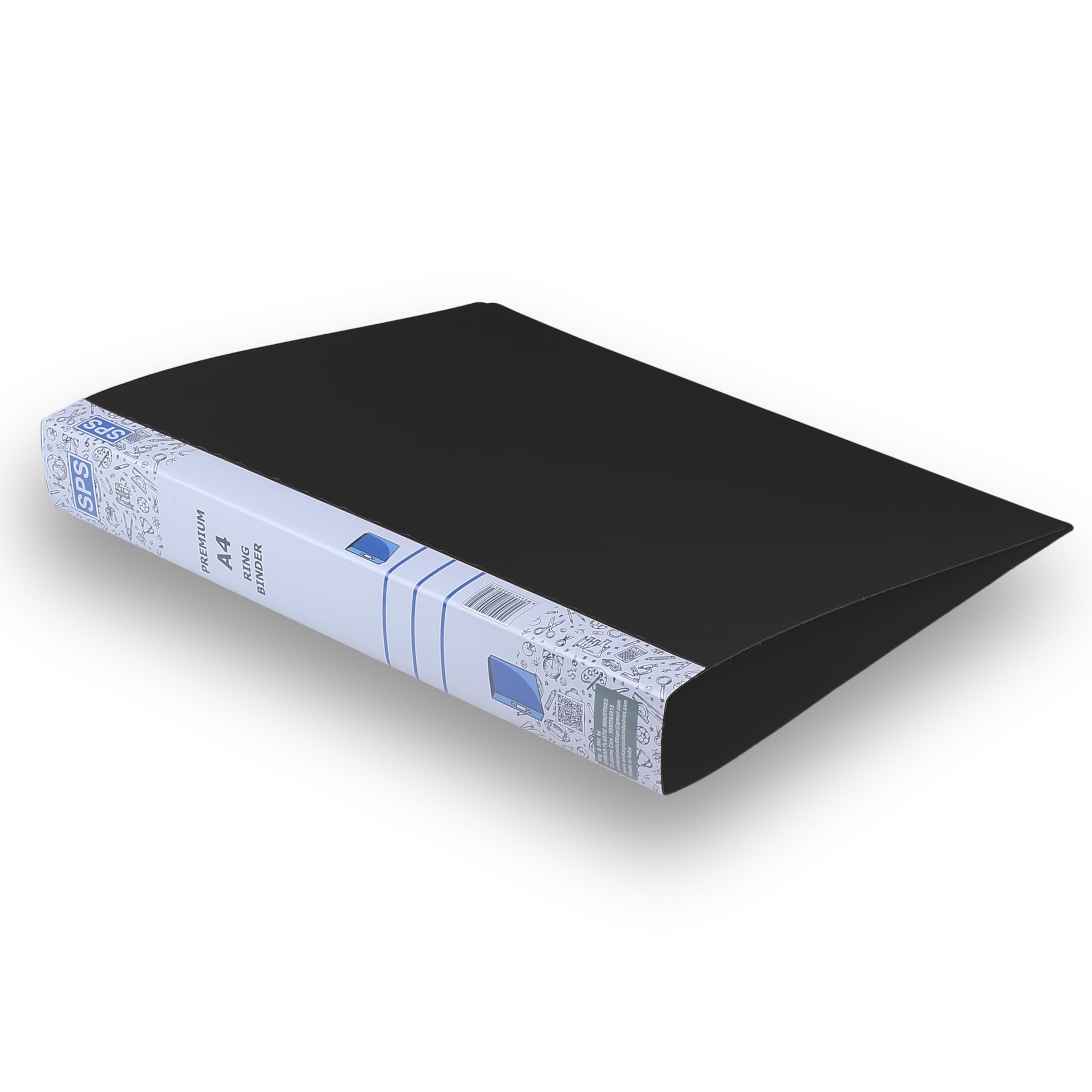 SPS Raccoglitore ad anelli 2D, formato A4, per documenti e certificati, per ufficio e scuola, blu e nero, confezione da 2
