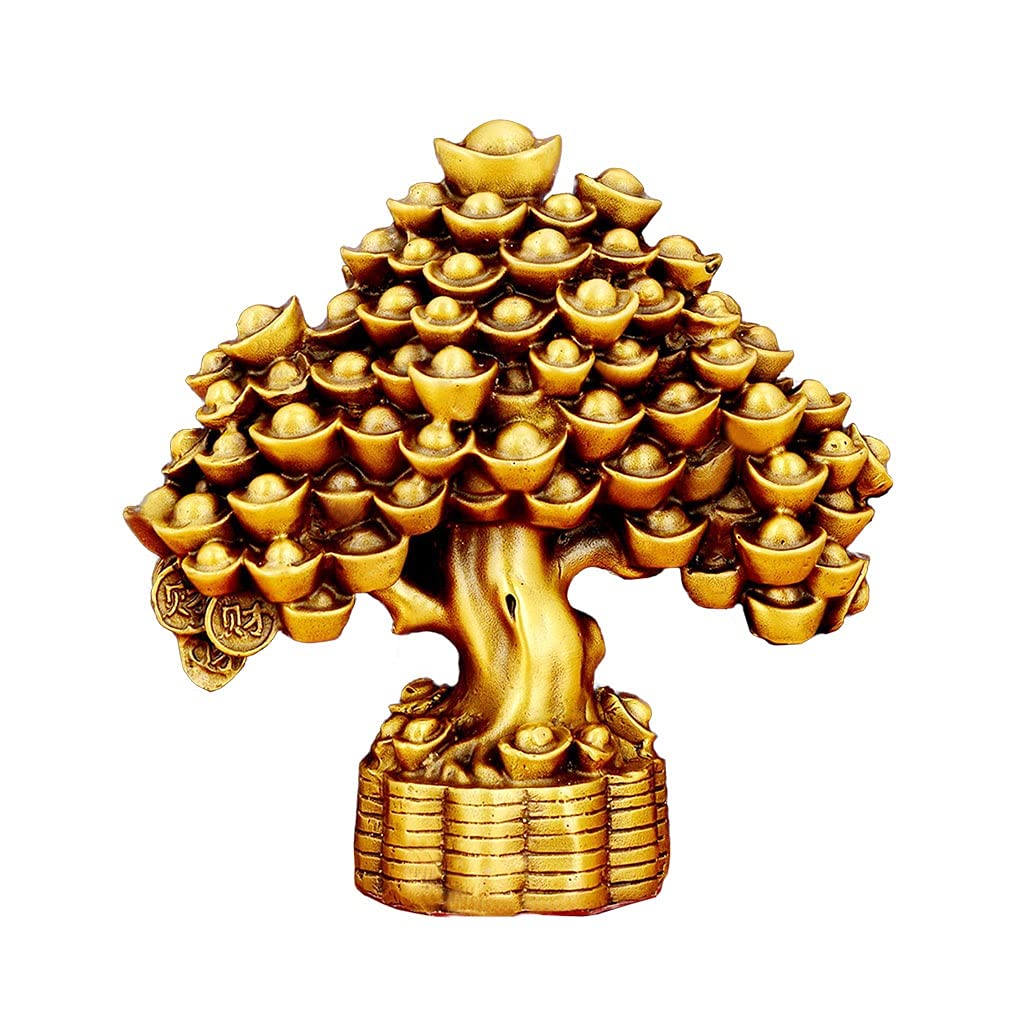 HCZKIUJY Luck and Wealth Crystal Tree Copper Fortune Tree Ingot Tree Crystal Fortune Tree Home Office Decoration Crystal Fortune Tree Feng Shui Auspicious Tree Money Tree Chakra Money Tree (C)